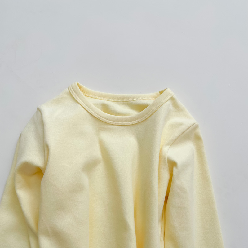 Picture of Children's Pure Cotton Thermal Underwear Boys' Bottoming Shirt Autumn and Winter Girls' Autumn Clothes Single-Piece Top Mid-Children's Half-High Collar Baby