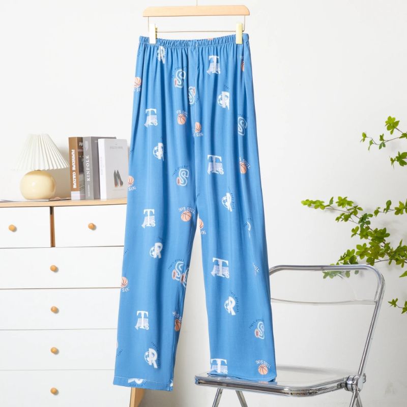 Picture of Pajama Pants Men's Summer Cotton Silk Thin Large Size Middle-Aged and Elderly Home Trousers Artificial Cotton Manufacturer Home Air-Conditioned Pants