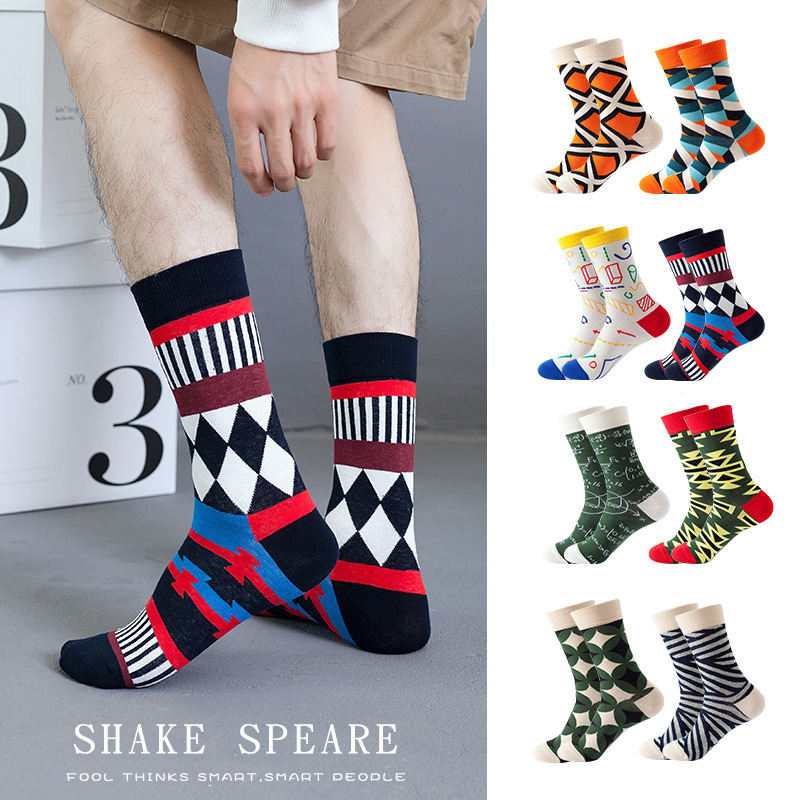 Picture of 2024 New Socks Women's Autumn and Winter European and American Hip-Hop Trendy Mid-Tube Socks Function Pattern Casual Cotton Socks Spot Wholesale