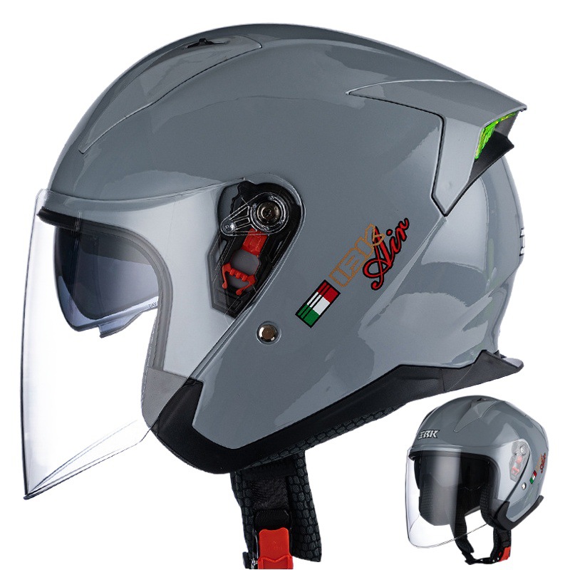 Cross-Border New Product Motorcycle Helmet Manufacturer Half Helmet for Men and Women with Built-In Double Lens Coverage Motorcycle Three-Quarter Riding