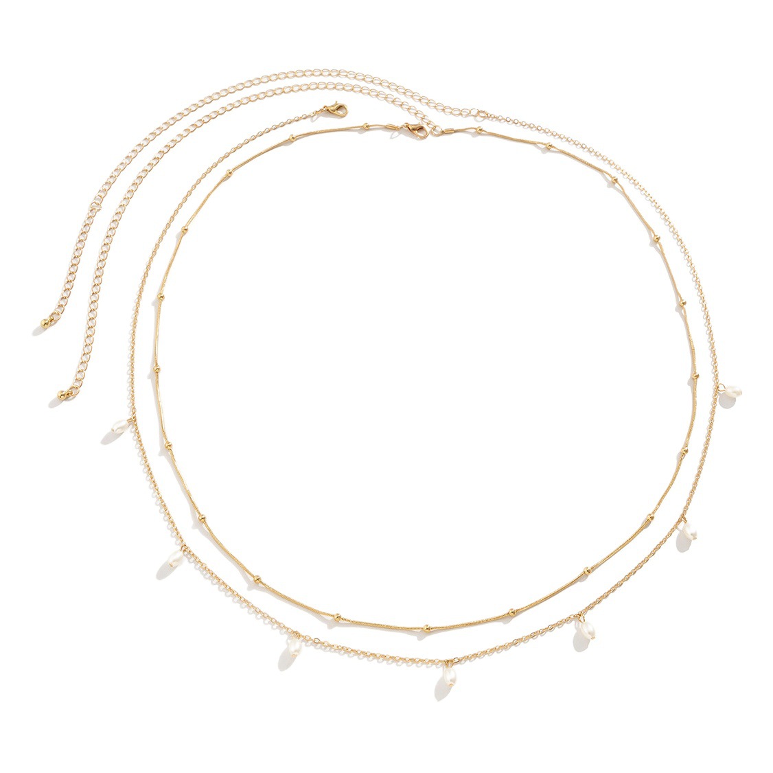 European and American cross-border sweet cool style stacked imitation pearl snake bone body chain vintage tassel round bead metal waist chain jewelry