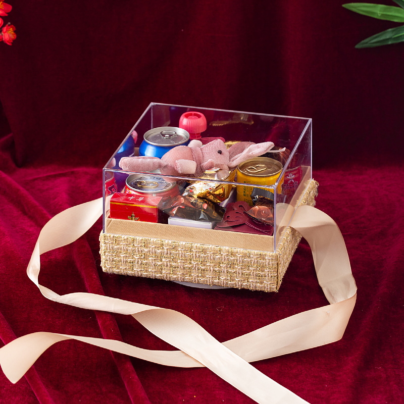 Picture of Accompanying Gift Box Empty Box Bridesmaid Best Man High-end Velvet Acrylic Gift Box New Wedding Engagement Candy Box