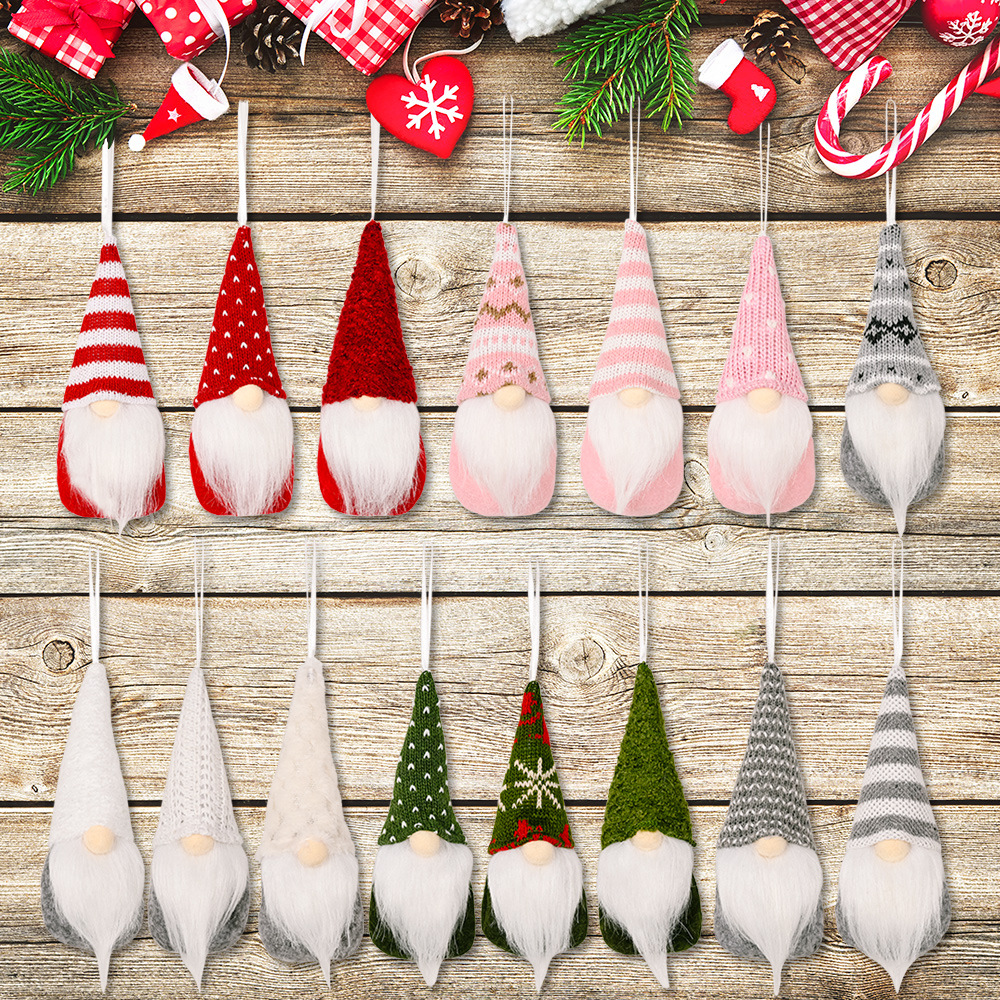 Cross-border New Christmas Decorations Christmas Rudolph Knitted Hat Small Pendant Creative Christmas Tree Pendant Doll