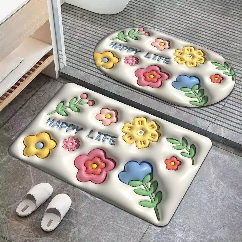 Picture of A generation of hair bathroom non-slip mat entrance entrance absorbent mat cross-border household bathroom printing mat