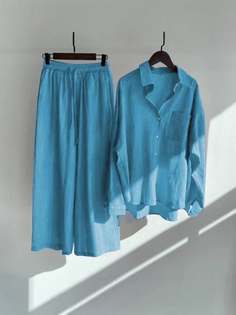 Picture of AliExpress cross-border plus size women's clothing 2025 spring retro temperament high waist loose pants commuter shirt suit women