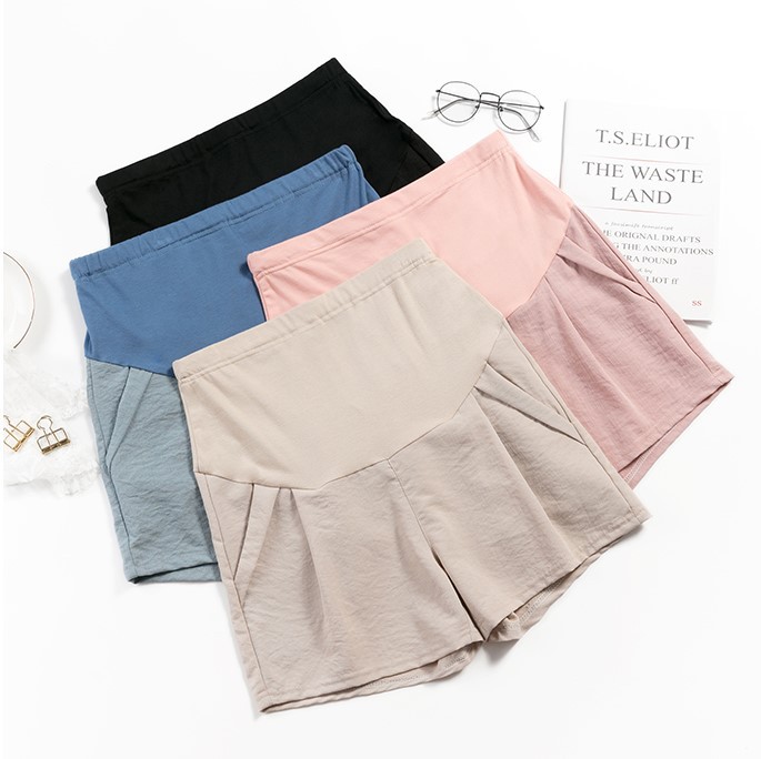 Picture of Pregnant Women's Pants Summer Wide-leg Pants Hemp Material Belly-supporting Shorts Outer Wear Casual Pants Small Home Pregnant Women Leggings