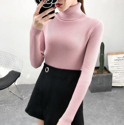 Picture of Autumn Clothing K-Style 2023 New Versatile Pure Color Slim Fit Pullover High Collar Warm Long-Sleeved Knitted Sweater for Women