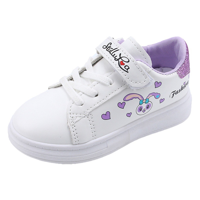 2025 Spring and Autumn New Children's White Shoes Girls Student Flat Casual Sports Shoes 3-12 Years Old Running Shoes Sneakers
