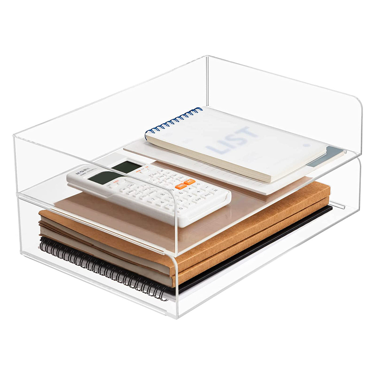 Picture of Cross-Border Acrylic File Tray Transparent Stackable Plus A4 Paper Plate Letter Information Storage Rack