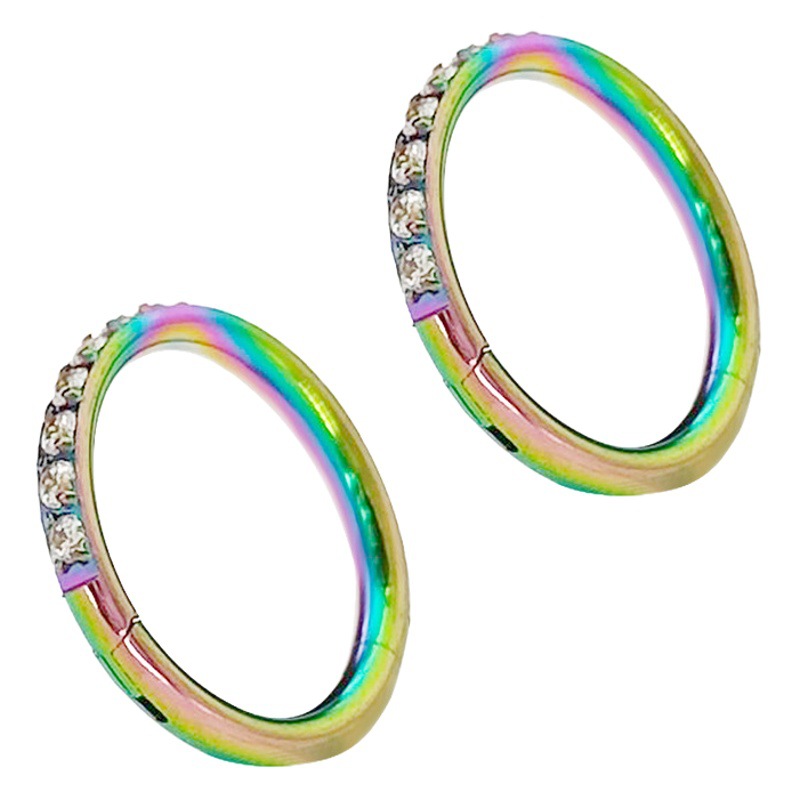 Europe and the United States cross-border multicolored aperture puncture jewelry simple fashion personality nose ring earrings side zircon nose ring puncture