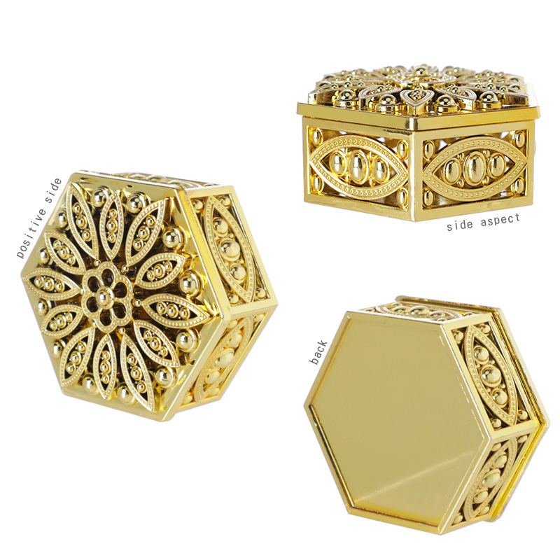 Picture of Western style hollow hexagonal personalized wedding candy box gold-plated box creative candy box wedding supplies wholesale