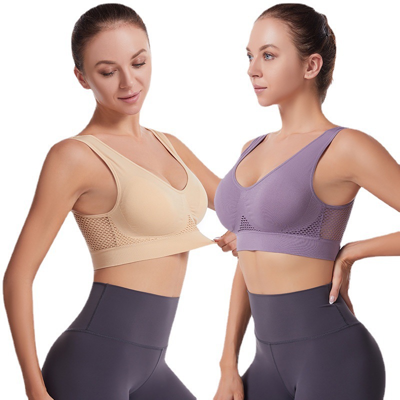 Picture of Sport bra Yoga Sports Underwear Hollow Mesh Breathable plus size Non-rims Sports Bra Vest for Women