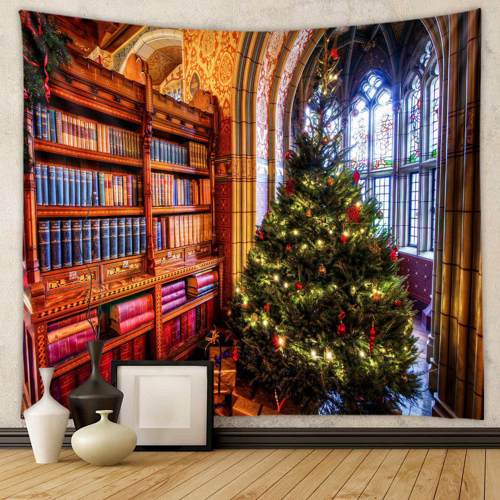 Picture of Christmas Tree Tapestry Room Decorative Wall Cloth Ins Wind Hanging Cloth Cross Border Home Bohemian Tapestry Christmas Tapestry