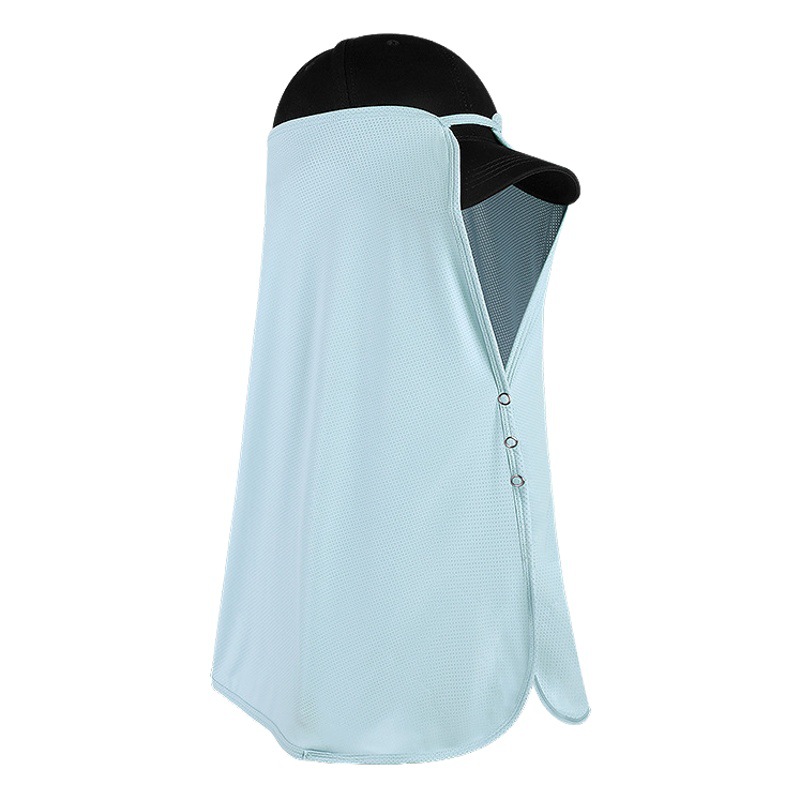 Summer Ice Silk Sunshade and Sun Protection Outdoor Headscarf Hat Curtain Women's Shoulder Pads and Neck Pads Uv Protection Cycling Shawl Headscarf