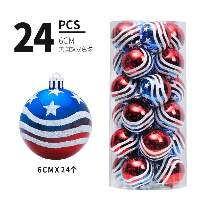 Cross-border spot 6cm/24 painted ball US flag Christmas ball Christmas tree pendant US Independence Day decorations