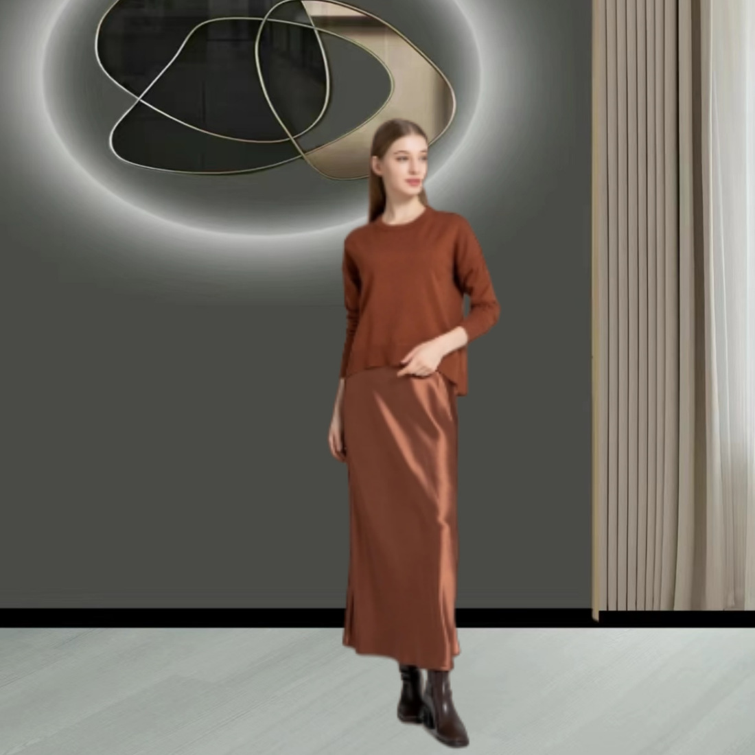 2024 Summer New Fashion Women's Clothing Amazon Cross-border Elegant All-match Long-sleeved Top Instagram Style Dress