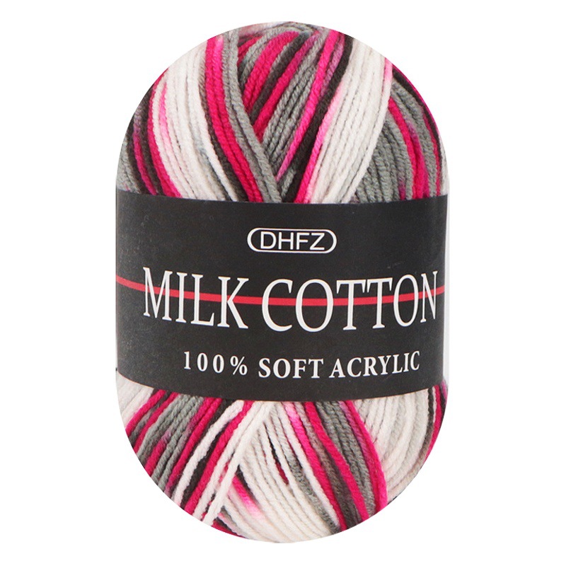 3 strands of milk cotton wool segment dyeing color gradient acrylic thread super soft wool group Crochet thread tie dyeing factory wholesale