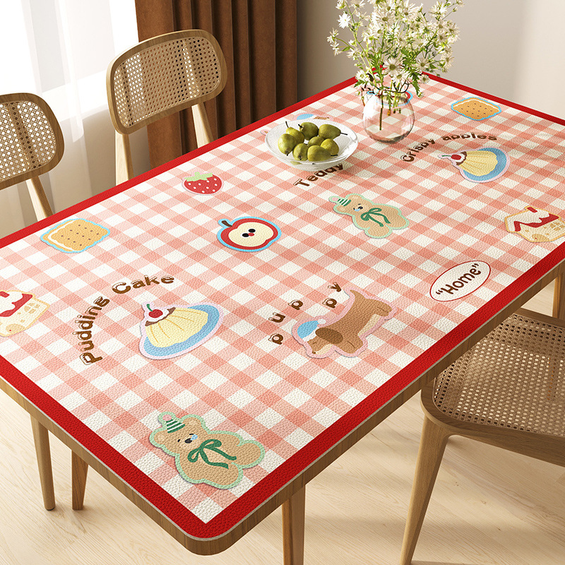Cartoon Dining Table Mat Waterproof Oil-Proof No-Washable Tablecloth Princess Style High Color Value Rectangular Desktop Protection Mat Heat Insulation Mat