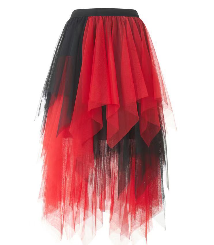 Picture of Irregular Mesh Skirt Women's Mid-length 2025 Spring New Veil Skirt High Waist All-match Slimming Skirt