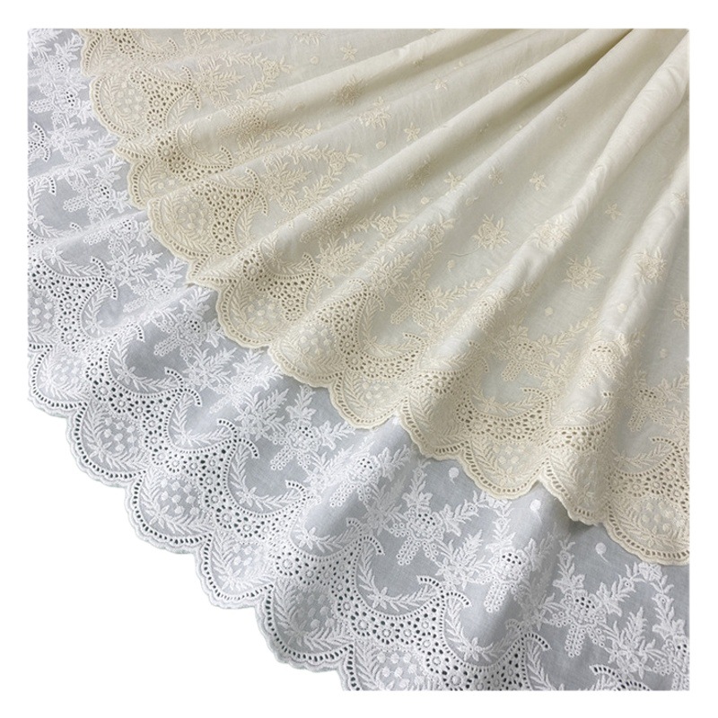 Fine Cotton Cloth Solid Color Fabric Embroidery Bilateral Positioning Embroidered Llace Cloth Women's Clothing Tablecloth Tablecloth Piano Cover Fabric