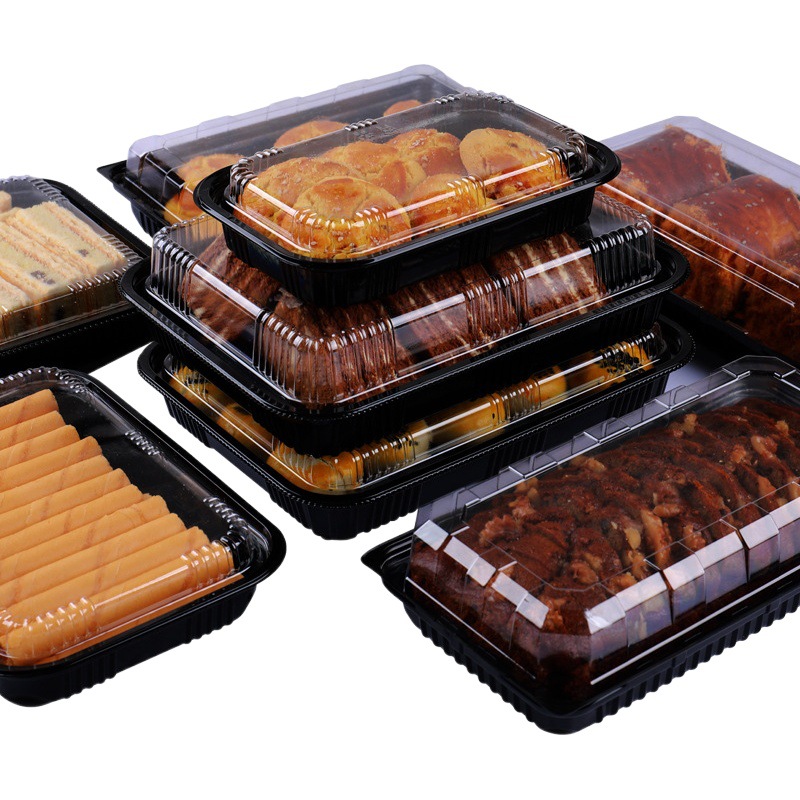 Disposable transparent pastry baking box puff Swiss roll cake roll box dessert packaging box wholesale