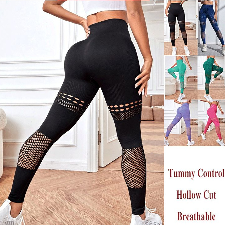Amazon Sports Fitness Yoga HOLLOW CUT Seamless Peach Hollow Breathable Tight Pants