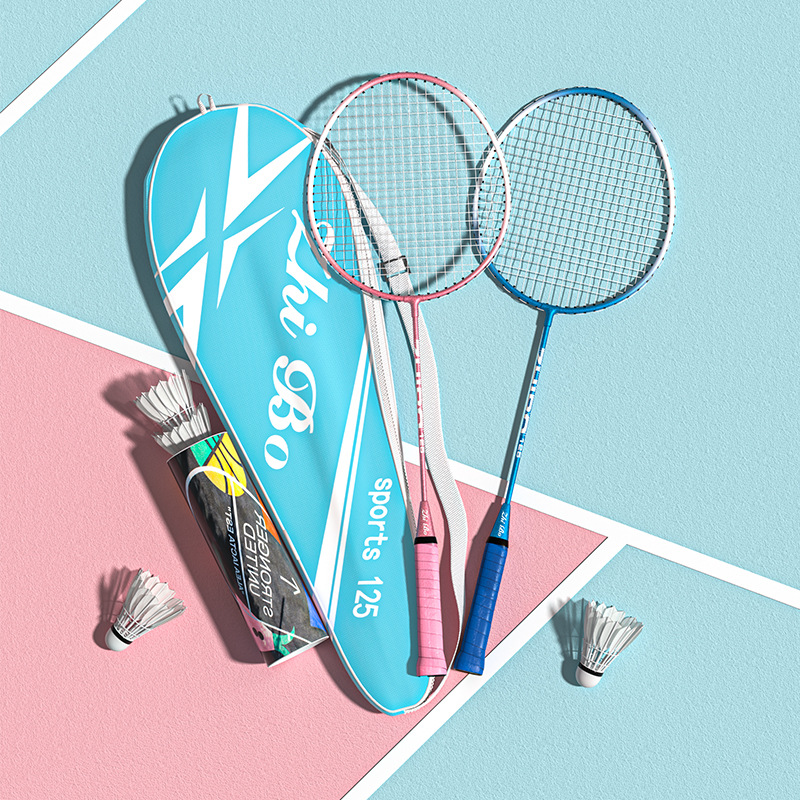 Badminton racket factory production wholesale beginner children adult fitness sports suit ferroalloy a generation of hair
