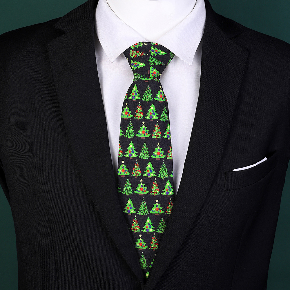 Picture of Polyester printed tie Christmas flower tie holiday formal wear clothing accessories men's tie