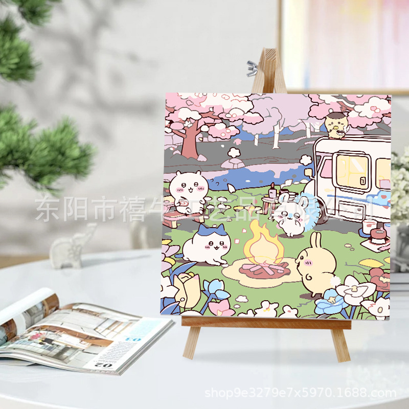 Picture of Jiyikawa Digital Oil Painting DIY Flower Hand-Filled Oil Painting Healing Decompression Plant Flower Landscape Painting