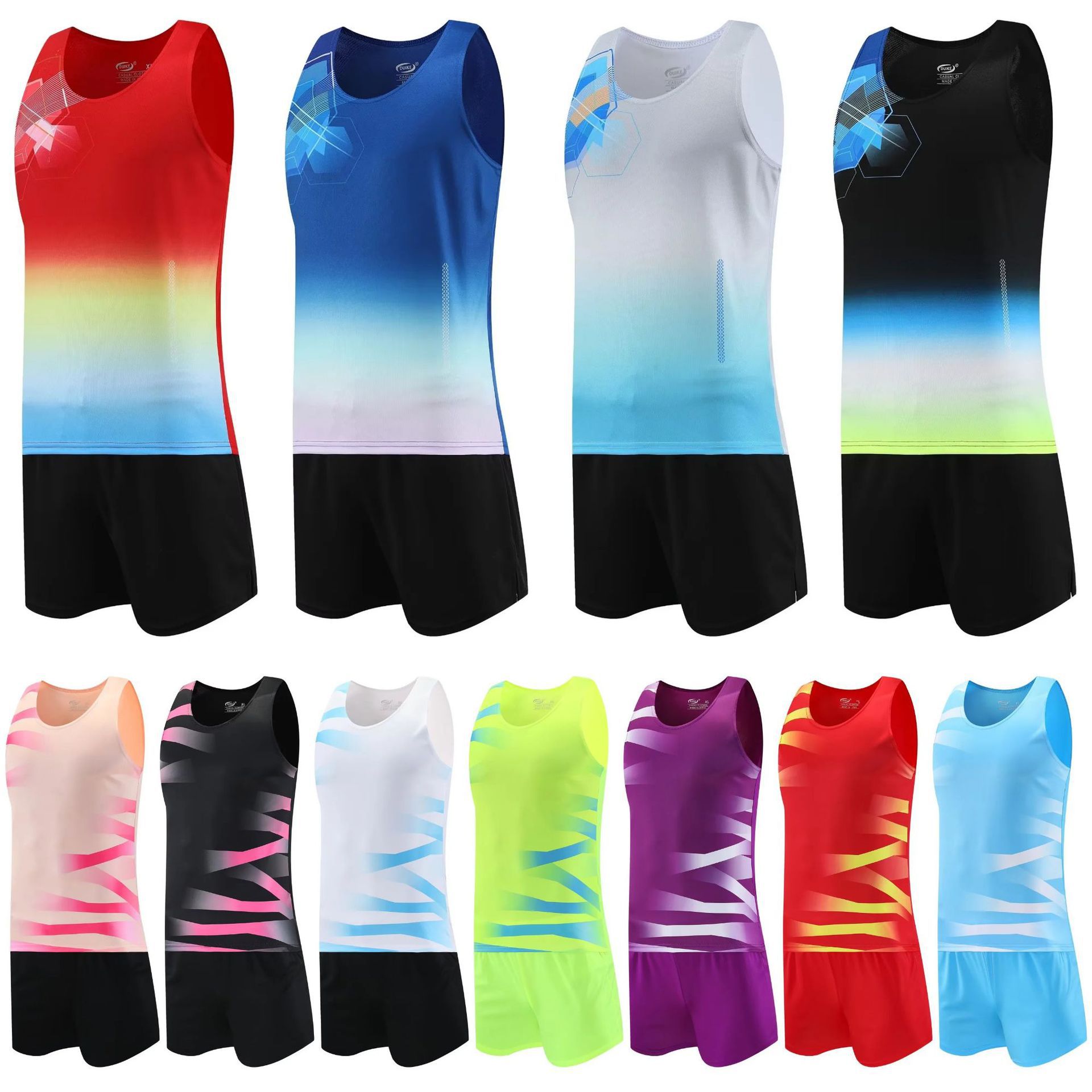 Track and Field Suit Men's Summer Marathon Couple Sports Vest Training Suit Competition Suit Student Physical Examination Track and Field Suit