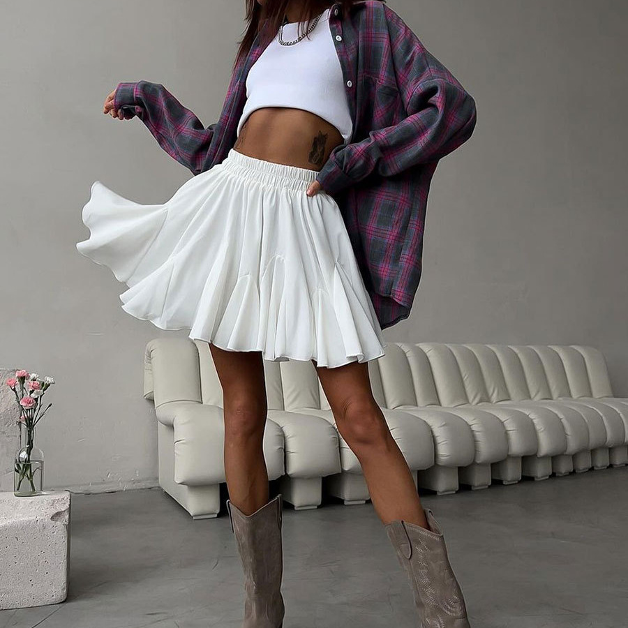 Cross-border Stitching Ear-edged Skirt European and American 2025 Summer New Y2K Street Fashion Stitching Mini Pleated Skirt