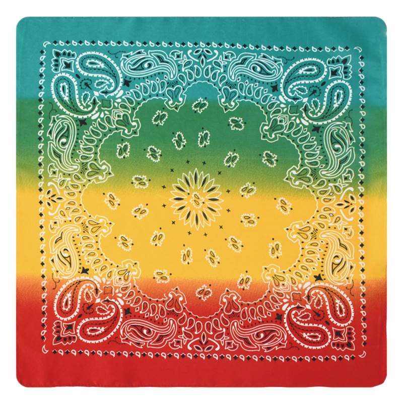 Picture of Cross-border wholesale polyester double cashew gradient riding bandana headscarf outdoor hip hop square scarf wholesale