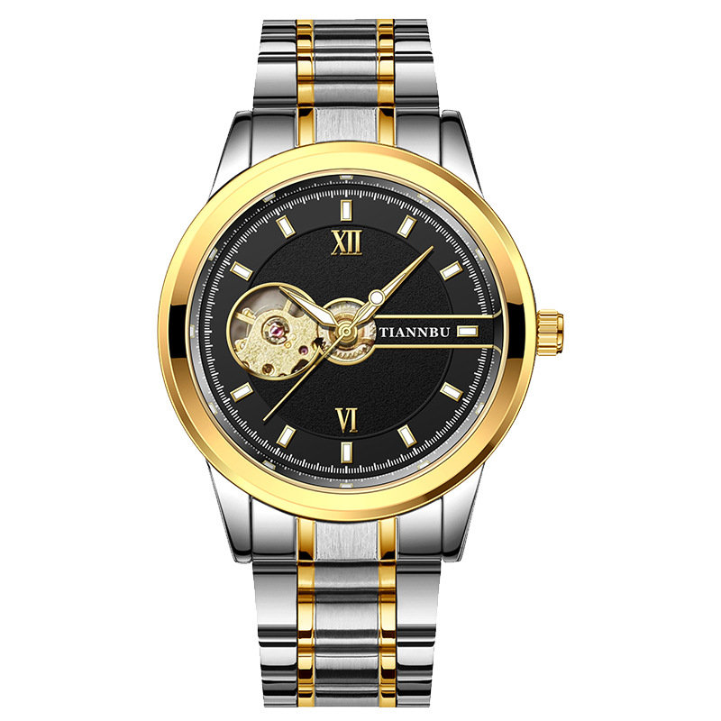 Picture of Tianbo tourbillon watch men's waterproof mechanical watch automatic steel band hollow tide luminous brand business watch