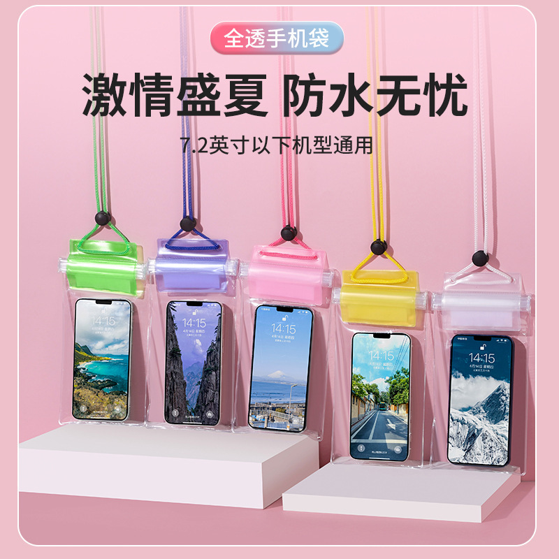 Mobile Phone Waterproof Bag Pvc Three-Layer Velcro Waterproof Case Touch Screen Thickeneded Waterproof Bag for Swimming Rafting Beach