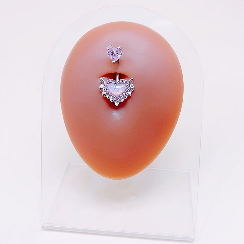 Picture of Gaibei European and American cross-border heart-shaped navel ring Opal navel ring nose clip ear studs body piercing jewelry