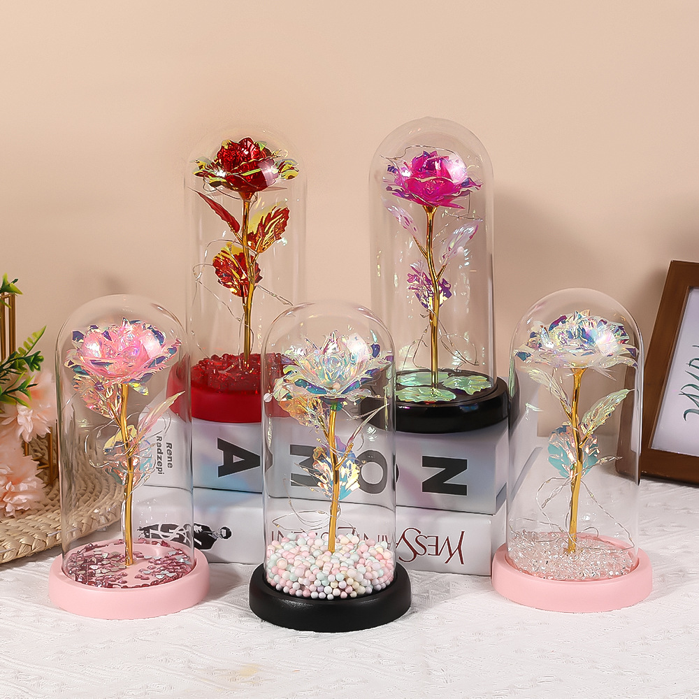 Preserved Flower Gift Box Glass Cover Rose Flower Mother's Day Gift Birthday Newlywed Valentine's Day Gift for Girlfriend