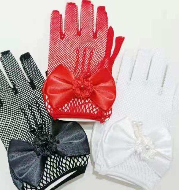 Picture of Bride Wedding Girl Gloves Lace Short Finger Gloves Children Wedding Decorative Dress Children Gloves Wholesale