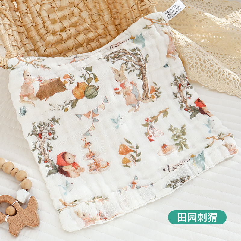 Picture of Baby Type A Gauze Towel Cotton Children's Wash Towel Small Square Towel Slipper Towel Newborn Baby Bathing Face Wash Hand