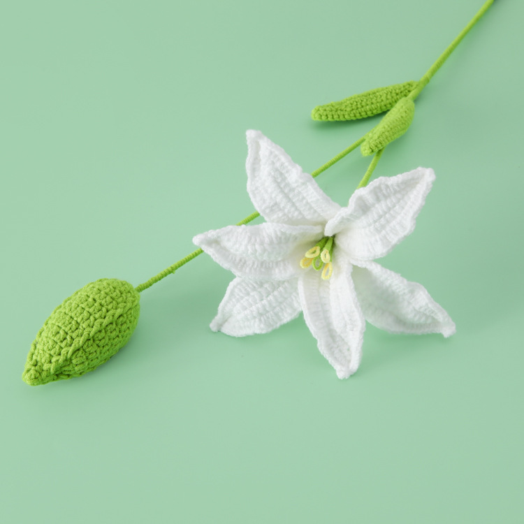 Picture of Centennial Haohe Handmade Crochet Flower Bud Large Lily Flower Branch Home Decoration Simulation Flower Decoration Immortal Lily Flower