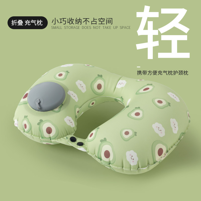 Picture of Inflatable U-shaped Pillow Cool Pressing Inflatable Pillow Travel Portable Neck Pillow Travel Sanbao Storage Pillow for Airplane