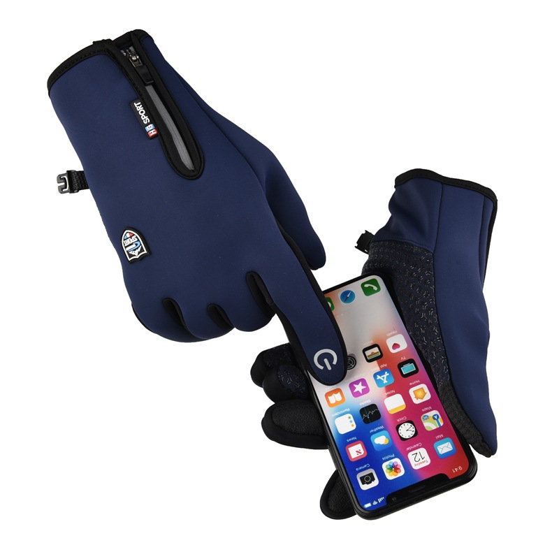 Picture of Reflective Zipper Gloves Waterproof Fleece-Lined Thickeneding Warm Windproof Men and Women Cycling Driving Tram Skiing Outdoor Autumn and Winter