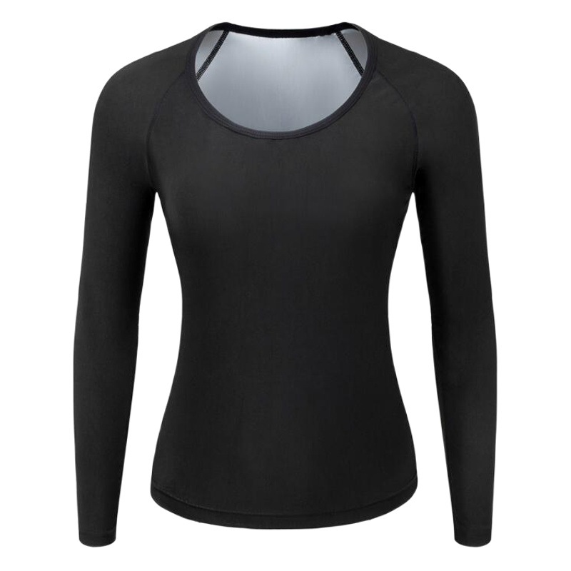 Amazon Women's Sports Body Tunic European and American Waist Sweaty Long-sleeved Shaped Cross-border Belly Shaped Coat