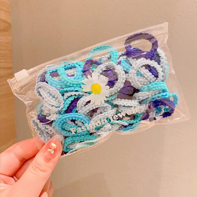 Picture of Children's rubber band does not hurt hair color canned lace rubber band girls high elastic hair band baby head rope