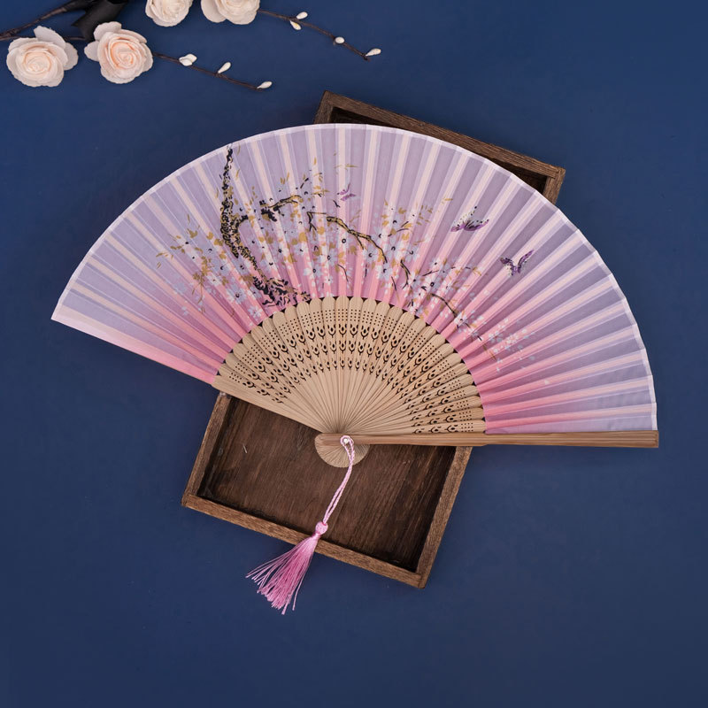 Picture of Folding Fan Bamboo Ancient Fan Student Girl Chinese Style Small Fan Scenic Spot Export Wholesale Retail Gift Decorative Fan