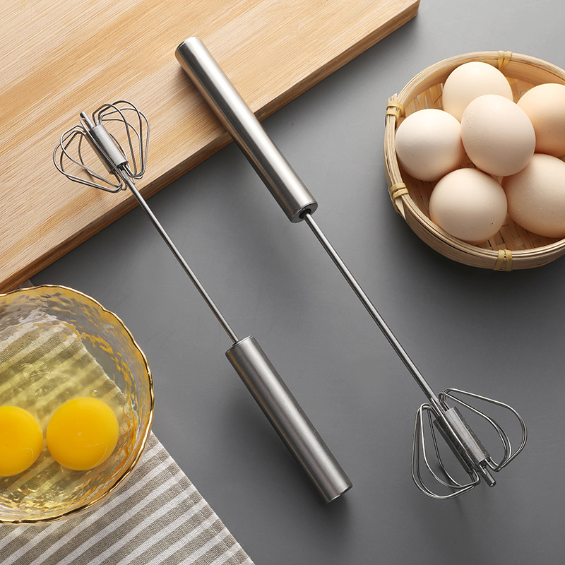 Picture of Baking Tools Household Rotary Egg Beater Handheld 10 Inch 12 Inch Stainless Steel Semi-automatic Egg Beater Egg Beater