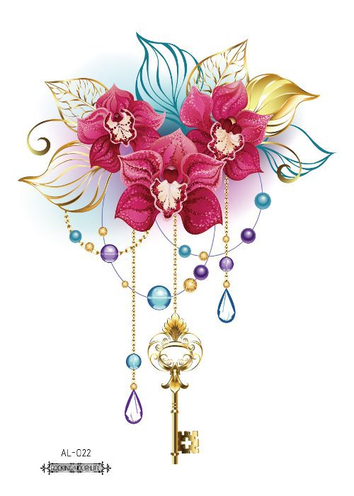 Picture of Cross-border New Waterproof Chest Tattoo Sticker Original Big Figure Sexy Flower Arm Tattoo Sticker Disposable Tattoo Sticker