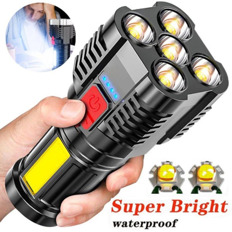 LED flashlight small outdoor multi-function cob work light USB rechargeable portable mini flashlight wholesale