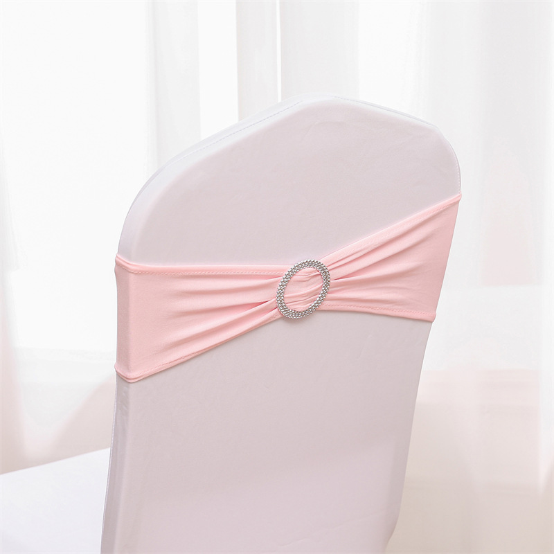 Picture of Backrest Flower Stretch Chair Cover Bow Banquet Decoration Free Wedding Ribbon Wedding Hotel Ribbon Stool Strap