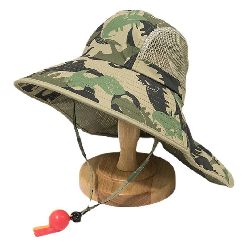 Benhui children's sunscreen hat summer face-covering breathable big brim fisherman hat travel quick-drying neck breathable sun hat