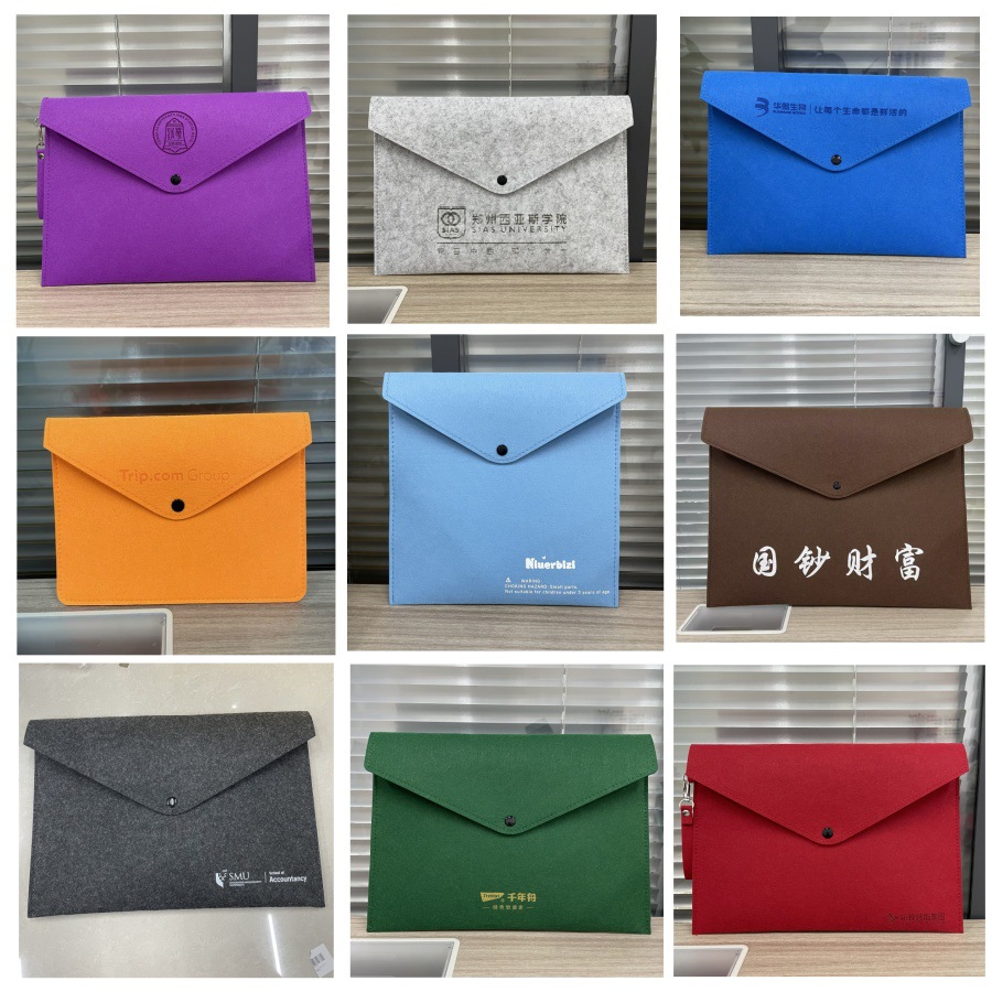 Picture of Cross-border wholesale A4 creative felt file bag portable file bag solid color felt products file bag customization